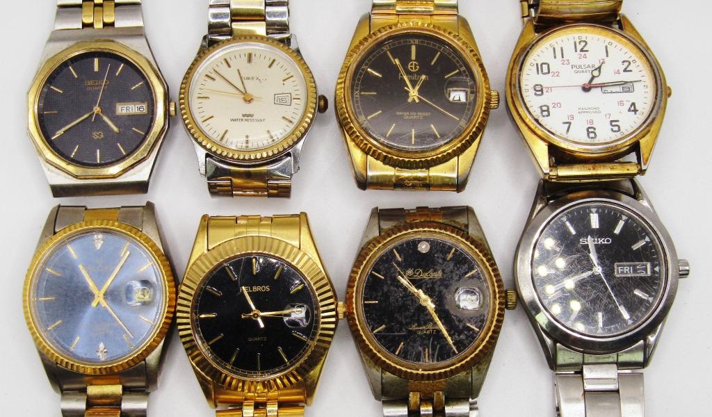 (8) Vtg Men's Wristwatches! Elgin, Seiko, Helbros (1 of 3)