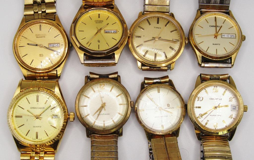 (8) Vintage Men's Wristwatches! Caravelle, Seiko, (1 of 3)