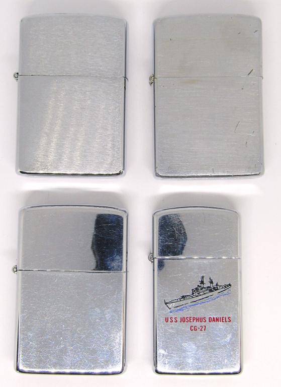 (4) 1983 & 1984 ZIPPO LIGHTERS!: ONE WITH USS JOSEPHUS DANIELS CG-27