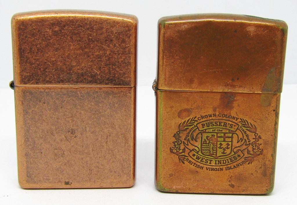 (2) BRONZE ZIPPO LIGHTERS!: ONE ENGRAVED "BRITISH VIRGIN ISLANDS" ONE 2003