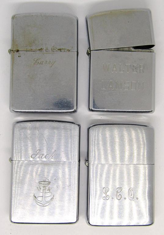 (4) ENGRAVED NAMED ZIPPO LIGHTERS!: ONE 1958, 1960, 1965, 1973