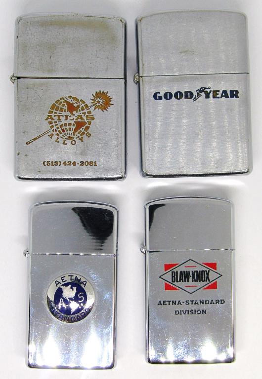 (4) ADVERTISEMENT ZIPPO LIGHTERS! (1 of 5)