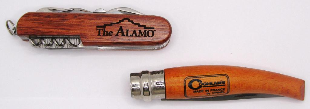 (2) Wooden Handle Folding Knife/MultiTool; (1 of 2)