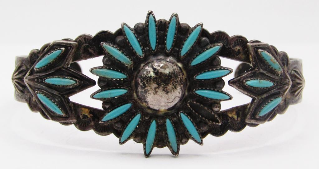 SOUTHWESTERN STERLING CUFF WITH TURQUOISE (1 of 4)