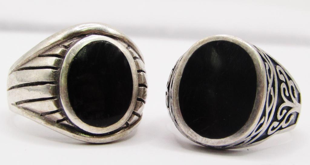 2-MEN'S STERLING FASHION RINGS WITH BLACK ONYX (1 of 7)