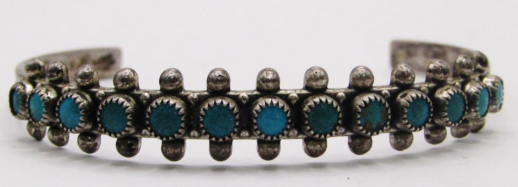 SOUTHWESTERN STERLING CUFF WITH TURQUOISE (1 of 4)