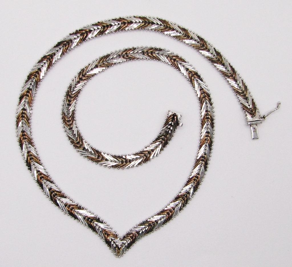 ITALY STERLING MULTI TONED CHEVRON NECKLACE (1 of 4)