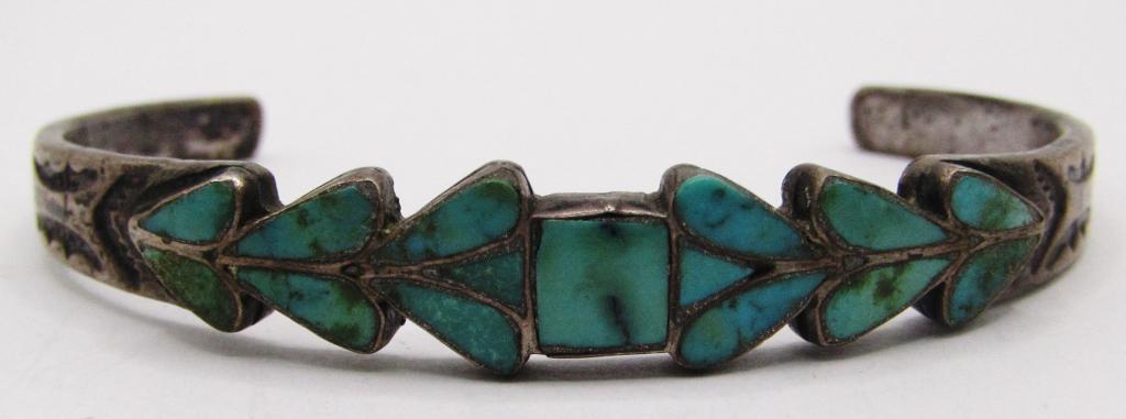 SOUTHWESTERN STERLING CUFF WITH TURQUOISE (1 of 2)