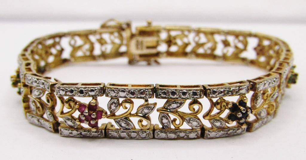 7.5 INCH GOLD TONED STERLING FASHION BRACELET (1 of 4)