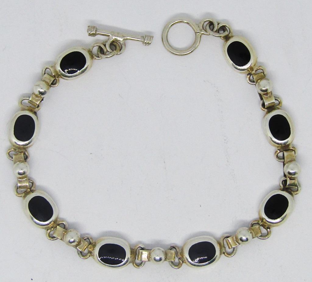 7.5 INCH MEXICO STERLING PANEL BRACELET WITH (1 of 3)
