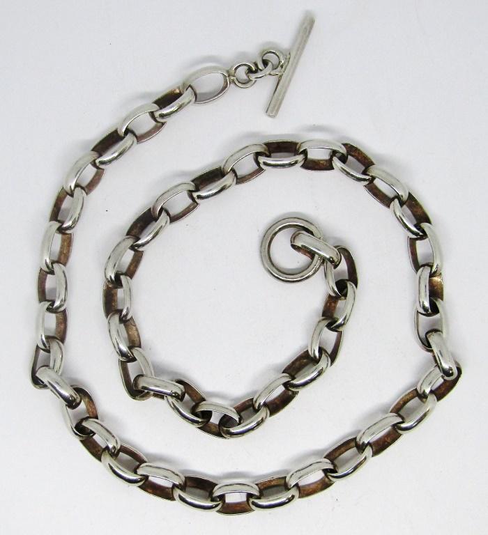 CHUNKY MEXICO STERLING LINKED NECKLACE/CHAIN (1 of 2)
