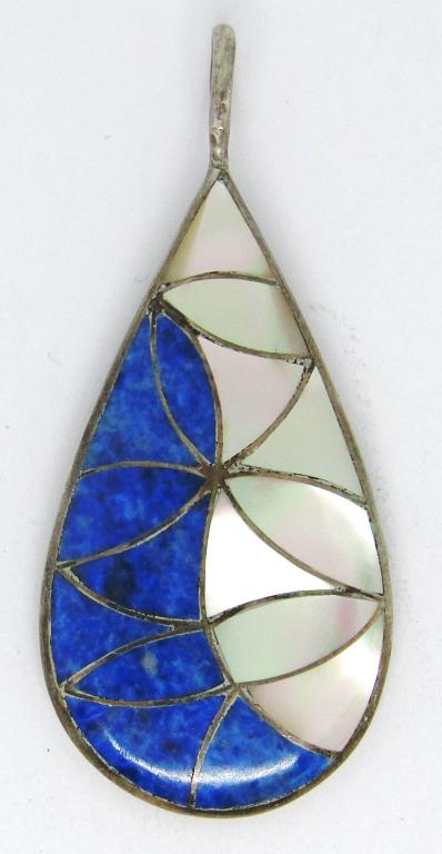 VINTAGE STERLING TEARDROP PENDANT WITH (1 of 2)