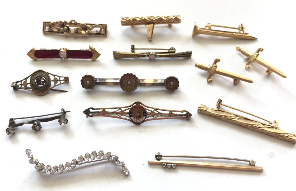 14 THIN BROOCHES/ PINS/ TIE ACCESSORIES (1 of 3)