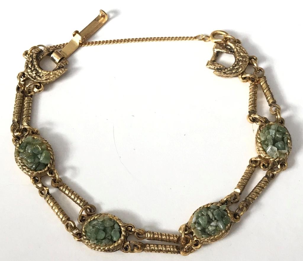 SOLID COPPER BRACELET W/ JADE STONES (1 of 3)