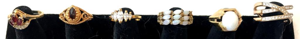 6 RINGS- SIZE 9  W/ STONES (1 of 2)