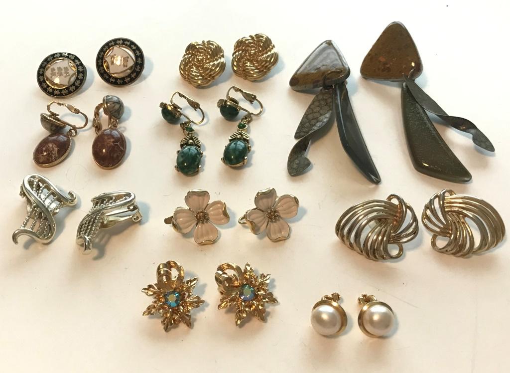 EARRINGS LOT (IN. 1- CORO, 1- E&J, 1- TRIFARI): MULTIPLE STYLES! BID NOW!