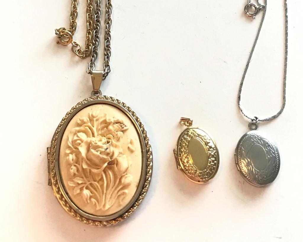3 LOCKET NECKLACES: VINTAGE