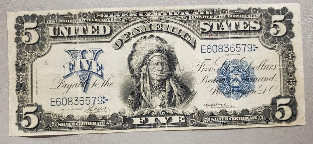 1899 $5 "INDIAN CHIEF" SILVER CERTIFICATE (1 of 2)