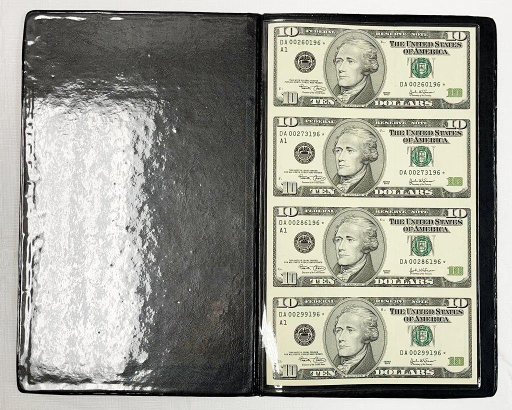 2003 $10 "STAR NOTE" UNCUT SHEET of 4 (1 of 4)