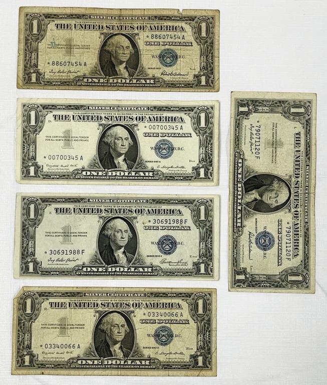 (5) $1 SILVER CERTIFICATE "STAR NOTES" (1 of 2)