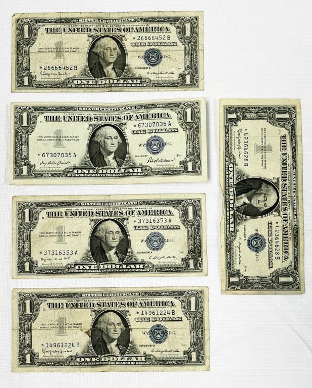 (5) $1 SILVER CERTIFICATE "STAR NOTES" (1 of 2)