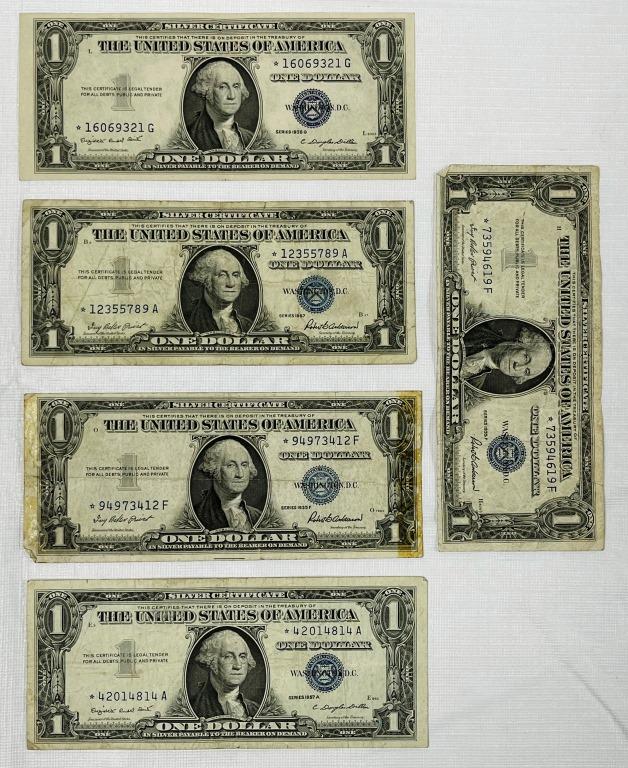 (5) $1 SILVER CERTIFICATE "STAR NOTES" (1 of 2)