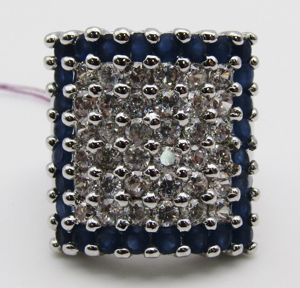 STERLING FASHION BLING RING WITH NAVY BLUE (1 of 4)