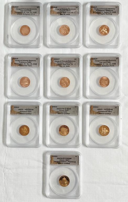 (10) ANACS 2009 LINCOLN CENT INAUGURAL SET (1 of 5)