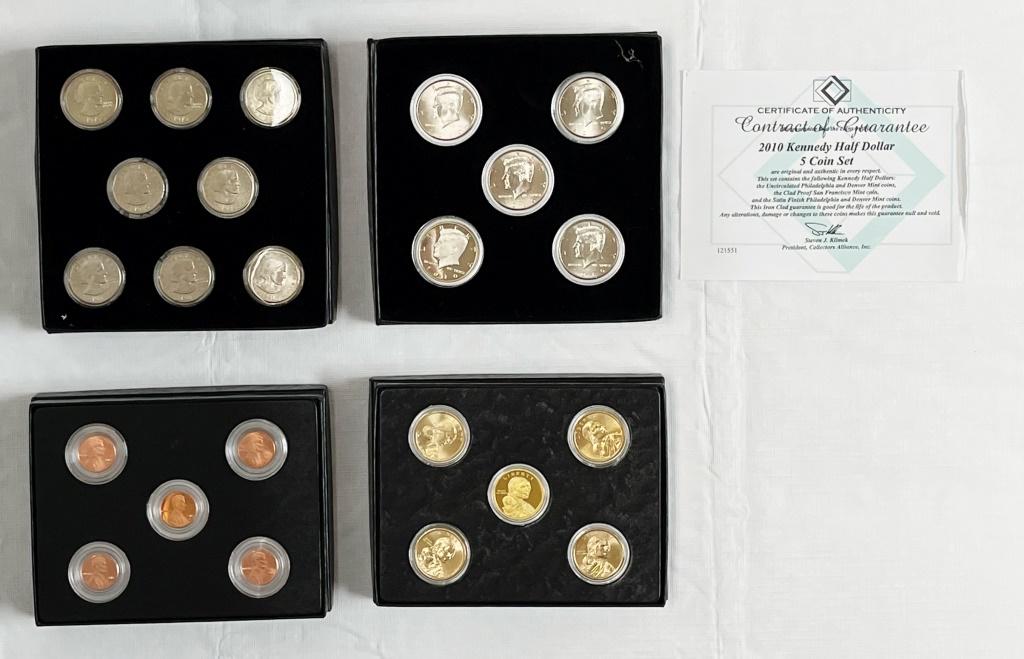 2010 U.S. COINS SETS & SBA 1979-1981 SET: OVER $16 FACE in NICE DISPLAY BOXES / CAPS plus EXTRA DISPLAY BOX to FILL