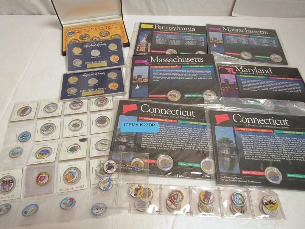 (67) COLORIZED STATE QUARTERS - GREAT MIX: NICE COLLECTION of STATE QUARTERS ENHANCED or COLORIZED ($16.75 FACE)