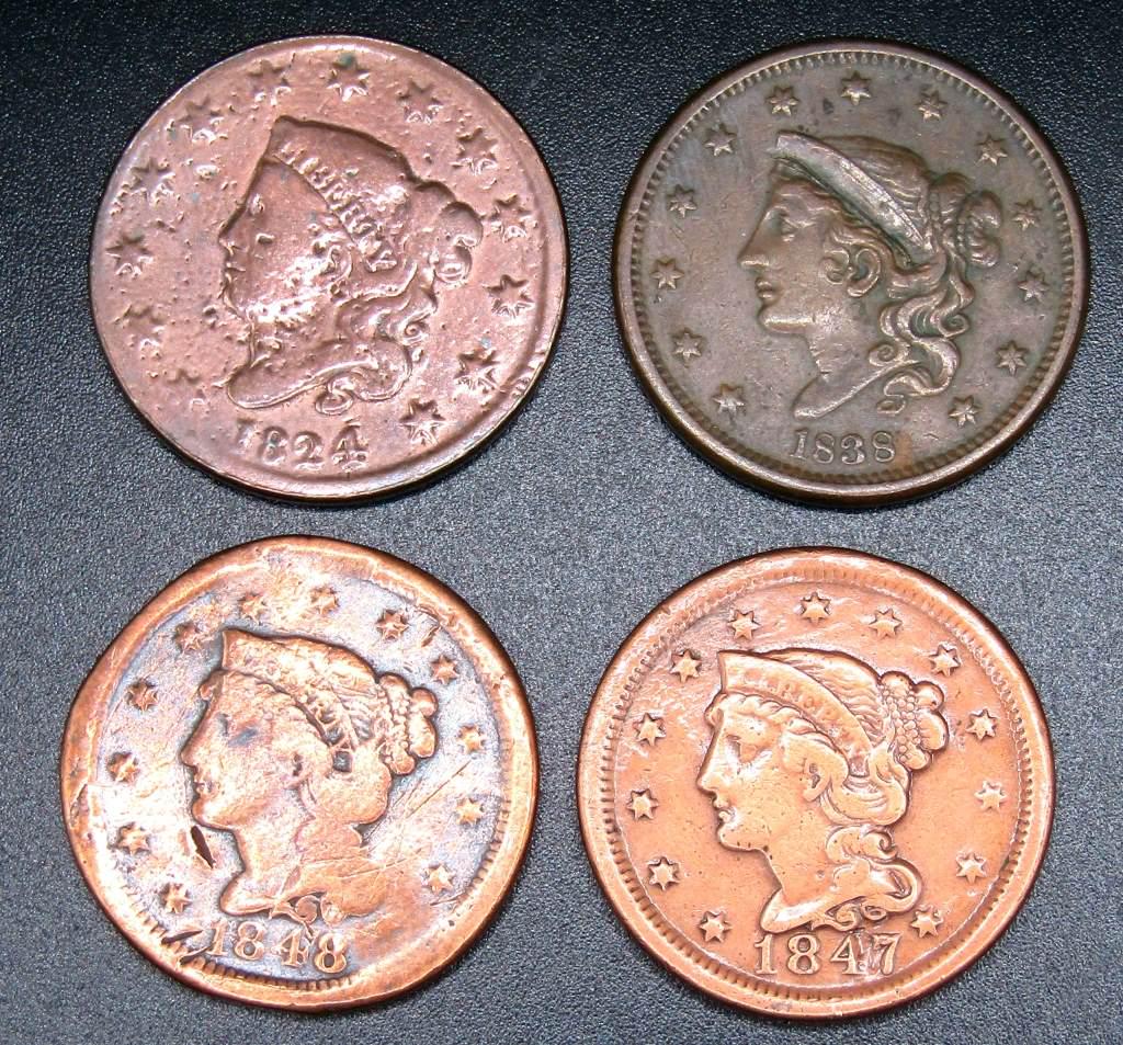 (4) LARGE CENTS POLISHED / ALTERED (1 of 2)