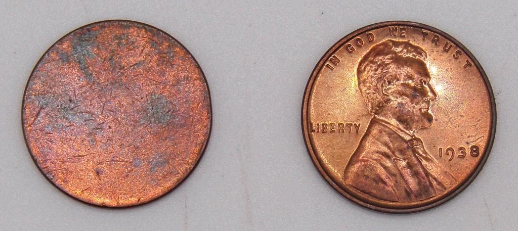 1938 LINCOLN CENT PROOF LIKE & BLANK PLANCHET (1 of 2)