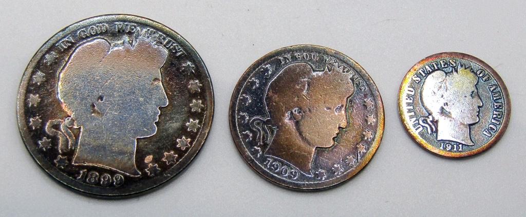 BARBER HALF DOLLAR, QUARTER, DIME (1 of 2)