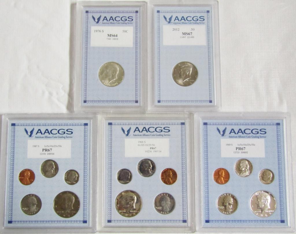 AACGS COIN LOT - GRADED 1968-S, 1969-S, 1987-S (1 of 2)