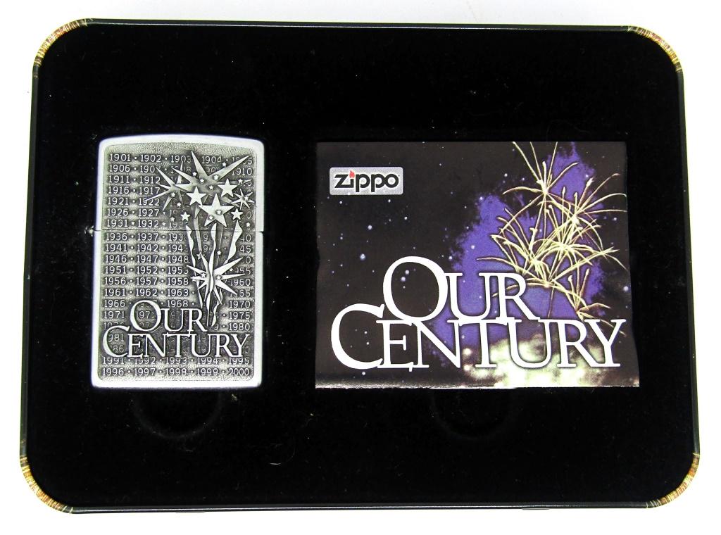 VTG. 1999 Our Century Zippo Lighter in tin & sleev: UNSTRUCK!