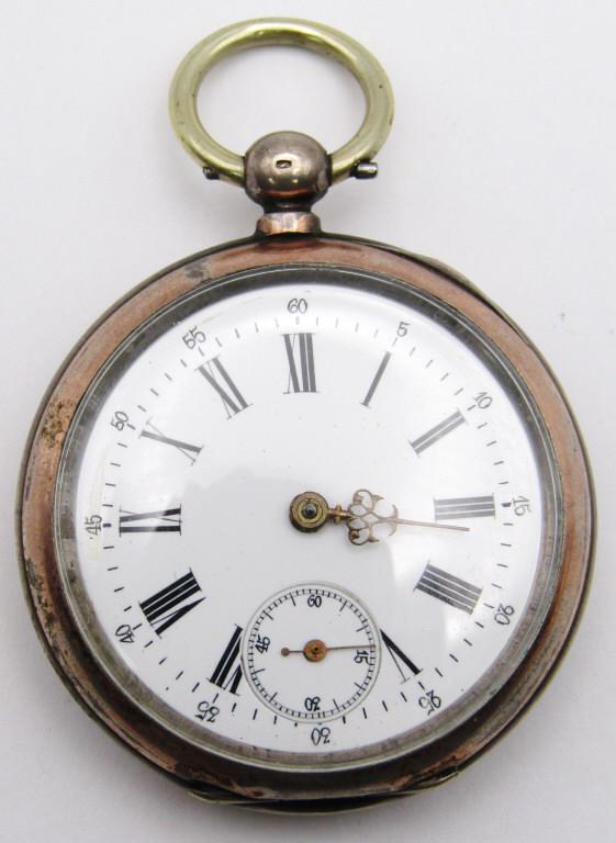 .800 SILVER DEPOSE POCKET WATCH (1 of 5)