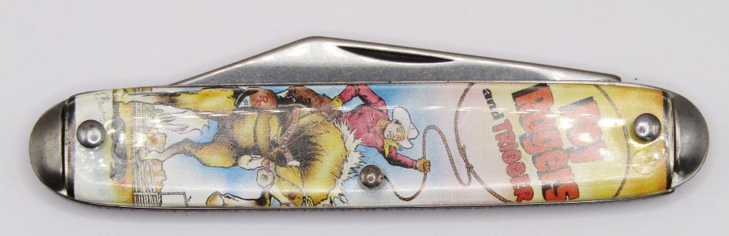 USA COWBOY ROY ROGERS AND TRIGGER: VINTAGE NOVELTY POCKET KNIFE - NICE CONDITION