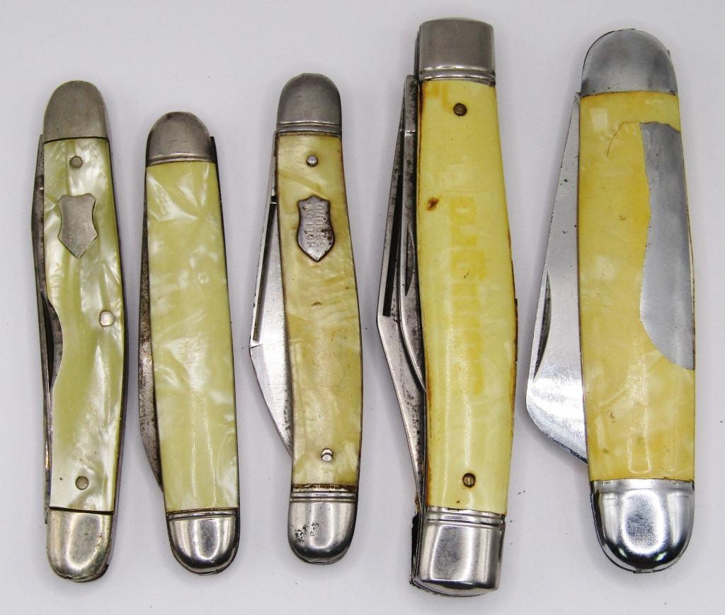 (5) VTG POCKET KNIVES with YELLOW PEARL (1 of 3)