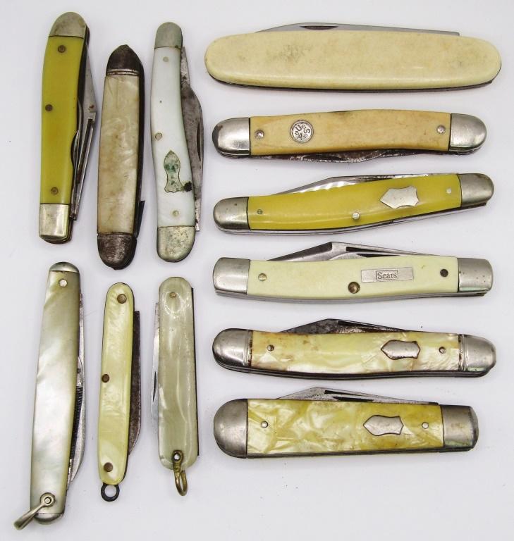 (12) VTG POCKET KNIVES with YELLOW PEARL (1 of 2)