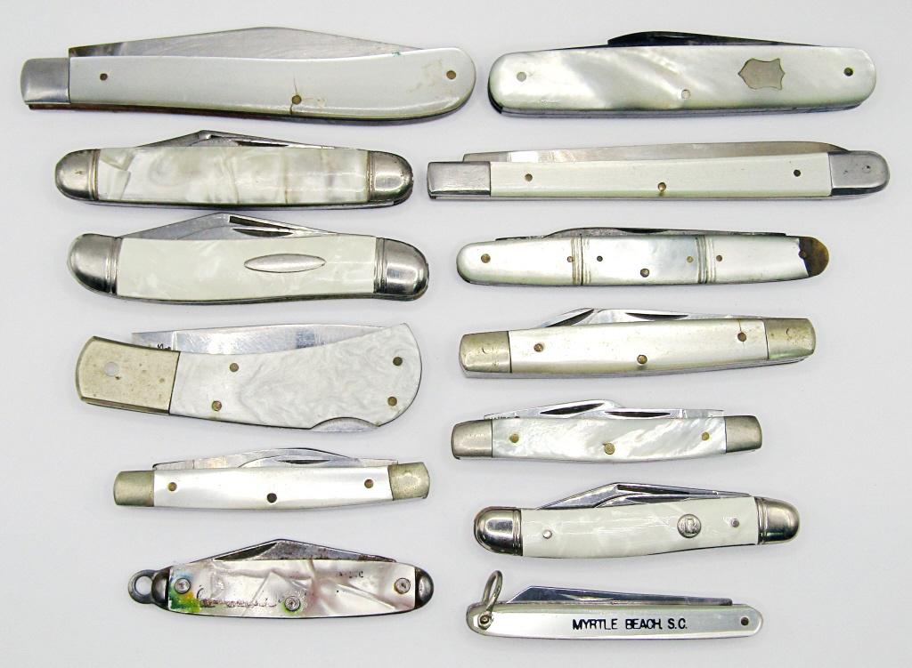 (13) VTG POCKET KNIVES with WHITE PEARL (1 of 2)