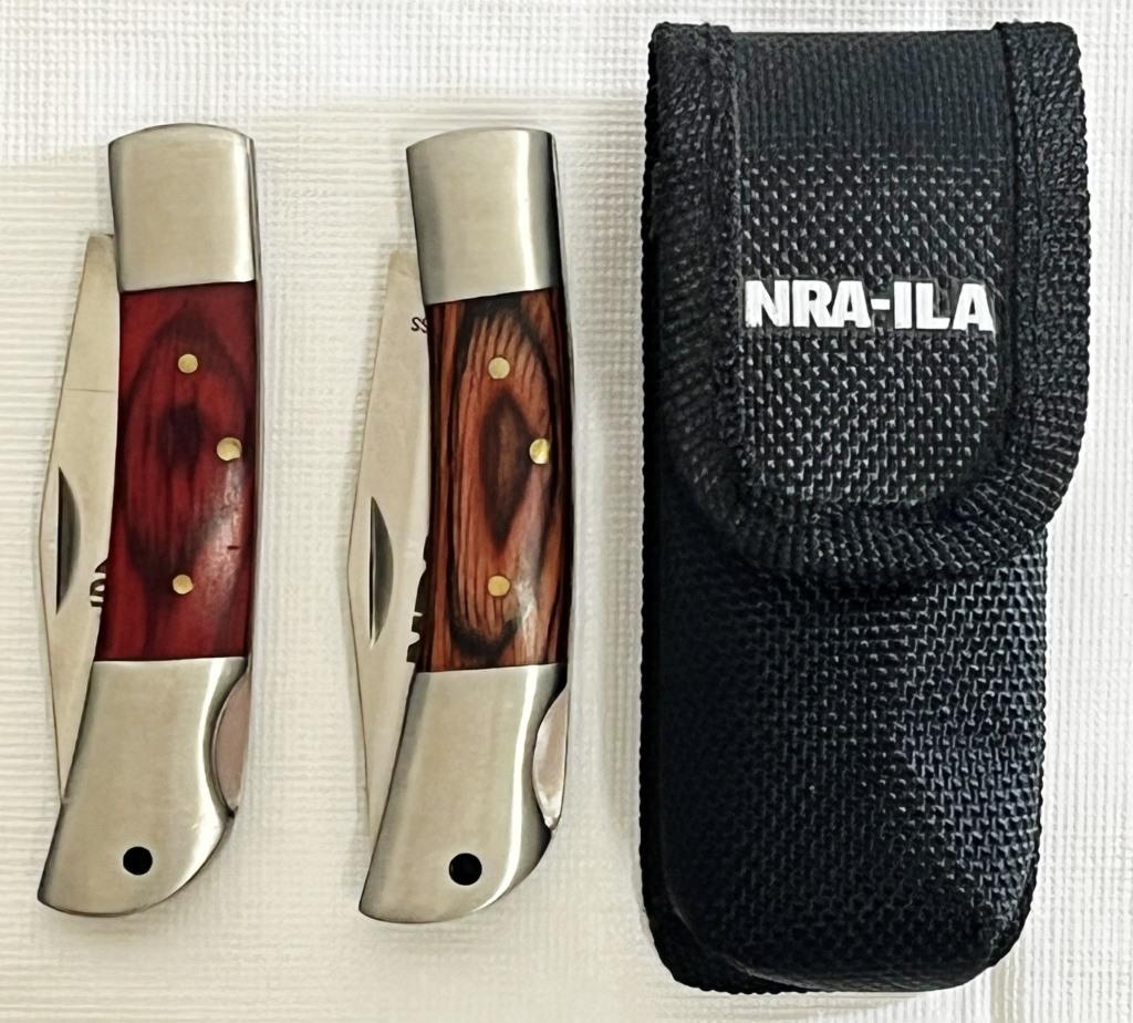 (3) NRA RED WOOD HANDLE KNIFE LOT (1 of 7)