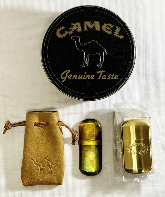 Camel Tin with (2) Vintage Camel Lighters (1 of 9)