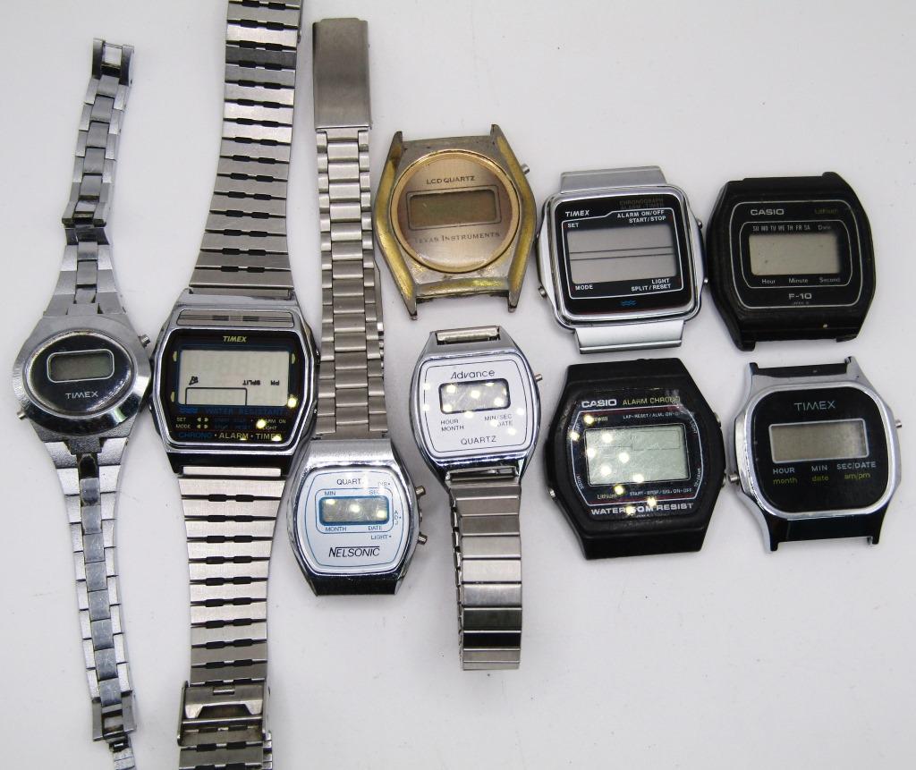 9-VINTAGE MEN'S DIGITAL WATCHES/FACES (1 of 4)
