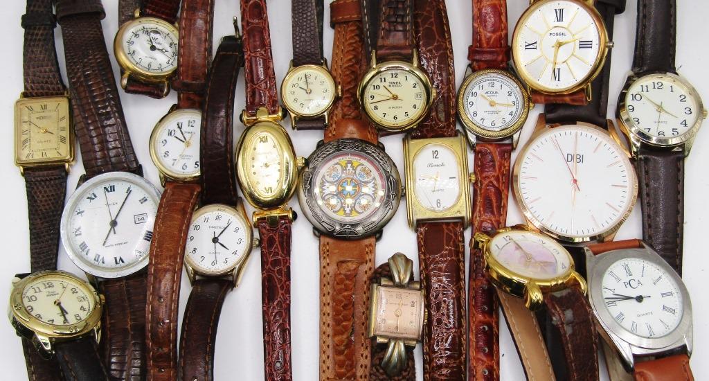 17-LADIES WRISTWATCHES WITH BROWN LEATHER (1 of 3)