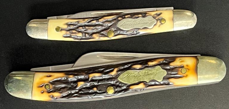 (2) SCHRADE UNCLE HENRY KNIFE LOT: 3 BLADE & 2 BLADE - VERY NICE LIGHTLY USED