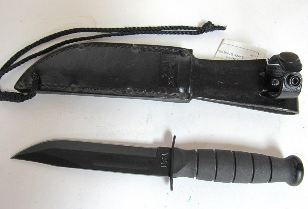 KA-BAR USA BLACK FIXED BLADE KNIFE: NEW OLD STOCK with SHEATH