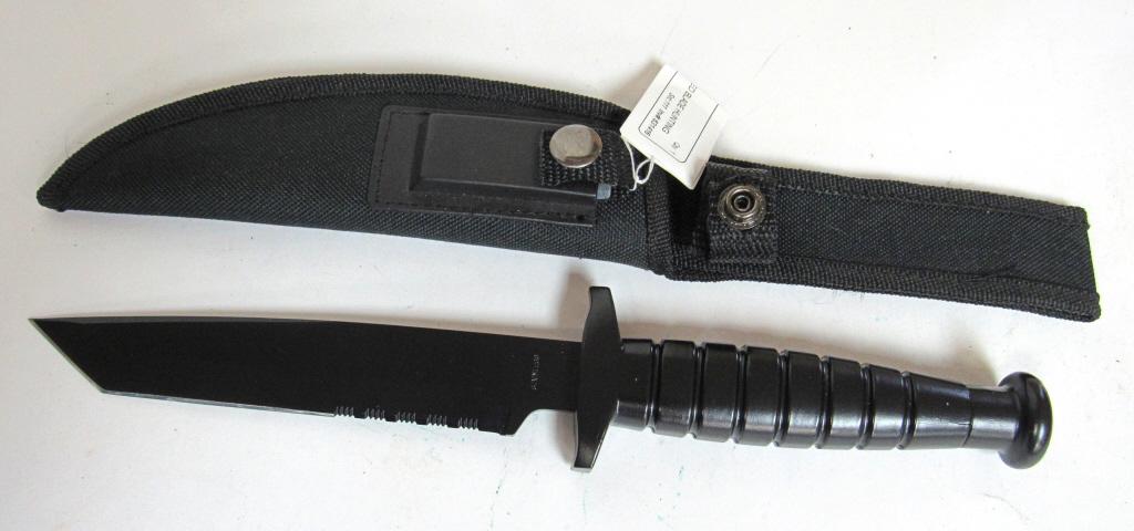 STAINLESS BLACK FIXED BLADE HUNTING KNIFE (1 of 4)