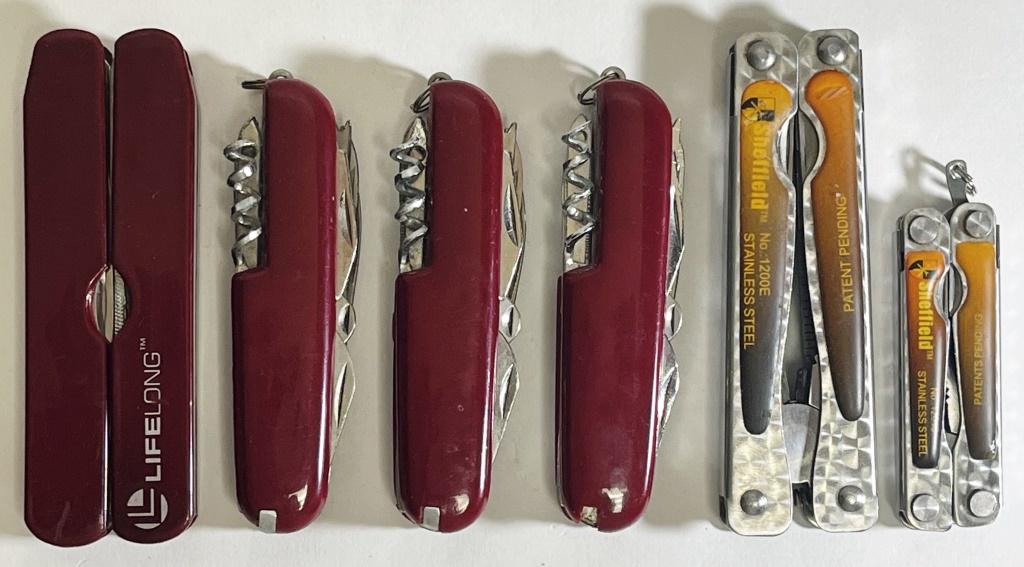 (3) MULTI-TOOL (3) SWISS ARMY STYLE LOT: (2) SHEFFIELD MULTI-TOOL (1) LIFE LONG -(3) UTILITY SWISS ARMY STYLE KNIVES / TOOLS