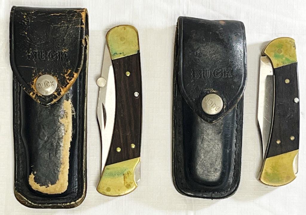 (2) VTG BUCK KNIVES - #112 & #110 w/SHEATH (1 of 6)