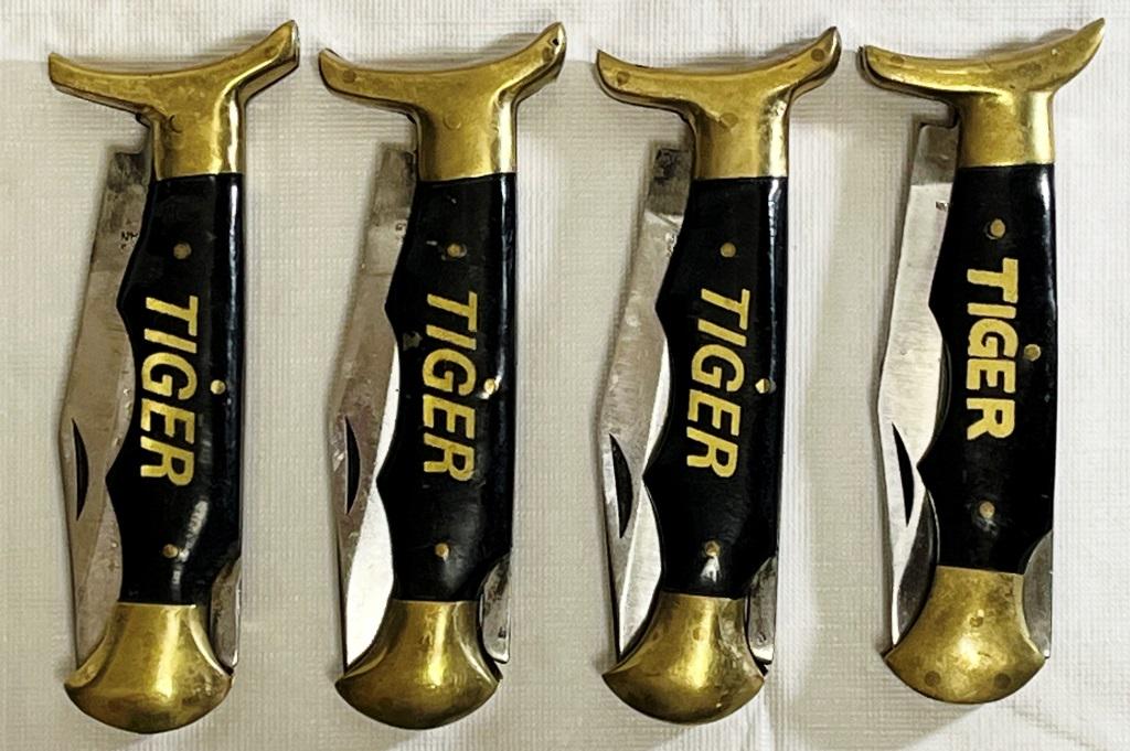 (4) LOCK BACK KNIVES "TIGER" on HANDLE (1 of 5)